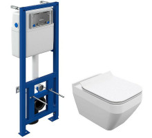 Комплект унитаза с инсталляцией Cersanit Crea Square CO DPL EO slim 63997 с сиденьем Микролифт