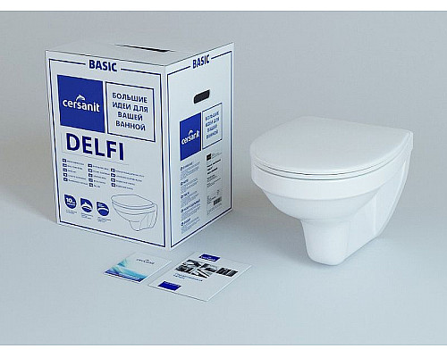 Приобрести Комплект унитаза Cersanit Delfi TPL S-MZ-DELFI-PL с инсталляцией Grohe Rapid SL 38772001 с сиденьем Микролифт и клавишей смыва Хром в магазине сантехники Santeh-Crystal.ru