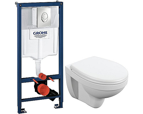 Купить Комплект унитаза Cersanit Delfi TPL S-MZ-DELFI-PL с инсталляцией Grohe Rapid SL 38721001 с сиденьем Микролифт и клавишей смыва Хром в магазине сантехники Santeh-Crystal.ru
