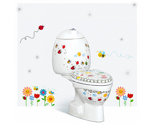 Santeh-Crystal.ru: Унитаз компакт Creavit Cocuk CK310-11CB00E-FF00+KC0802.01.1000E Белый с декором с сиденьем без бачка Купить Унитаз компакт Creavit Cocuk CK310-11CB00E-FF00+KC0802.01.1000E Белый с декором с сиденьем без бачка в магазине сантехники Santeh-Crystal.ru