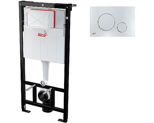 Купить Комплект унитаза Creavit Perla TP320-11CB00E-0000+KC0703.01.0000E с сиденьем Микролифт и инсталляцией Alcaplast Sadroмodul AM101/1120-0001+M671 с клавишей смыва Хром в магазине сантехники Santeh-Crystal.ru