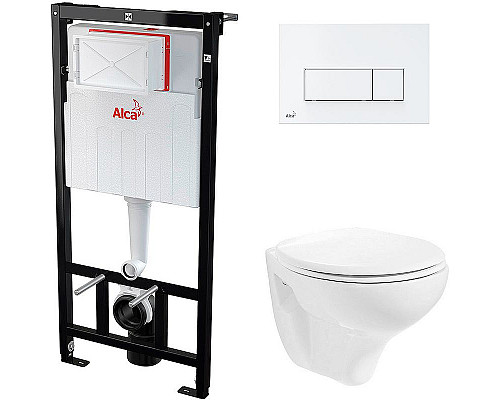 Заказать Комплект унитаза Creavit Perla TP320-11CB00E-0000+KC0703.01.0000E с сиденьем Микролифт и инсталляцией Alcaplast Sadroмodul AM101/1120-0001+M570 с Белой клавишей смыва в магазине сантехники Santeh-Crystal.ru