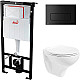 Заказать Комплект унитаза Creavit Perla TP320-11CB00E-0000+KC0703.01.0000E с сиденьем Микролифт и инсталляцией Alcaplast Sadroмodul AM101/1120-0001+M578 с Черной матовой клавишей смыва в магазине сантехники Santeh-Crystal.ru