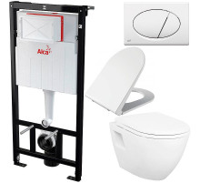 Комплект унитаза Creavit Terra TP325-11CB00E-0000+KC0103.03.0000E с сиденьем Микролифт и инсталляцией Alcaplast Sadroмodul AM101/1120-0001+M70 с Белой клавишей смыва