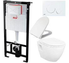 Комплект унитаза Creavit Terra TP325-11CB00E-0000+KC0103.03.0000E с сиденьем Микролифт и инсталляцией Alcaplast Sadroмodul AM101/1120-0001+M670 с Белой клавишей смыва