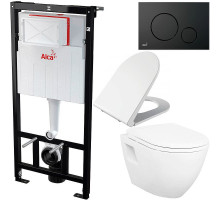 Комплект унитаза Creavit Terra TP325-11CB00E-0000+KC0103.03.0000E с сиденьем Микролифт и инсталляцией Alcaplast Sadroмodul AM101/1120-0001+M678 с Черной матовой клавишей смыва