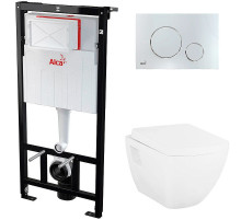 Комплект унитаза Creavit Trend TP326-11CB00E-0000+KC2103.01.0000E с сиденьем Микролифт и инсталляцией Alcaplast Sadroмodul AM101/1120-0001+M671 с клавишей смыва Хром