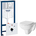 Комплект унитаза Damixa Jupiter DX77C1738SC с инсталляцией Grohe Rapid SL 38775001 с сиденьем Микролифт и клавишей смыва Хром