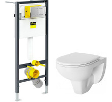 Комплект унитаза Damixa Jupiter DX77C1738SC с инсталляцией Viega Prevista Dry 8524.14 792596 с сиденьем Микролифт и клавишей смыва Хром