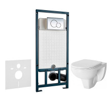 Комплект унитаза Damixa Jupiter  DX77C1738SC с сиденьем Микролифт и инсталляцией WeltWasser WW Marberg 507 10000005949+10000005952 с клавишей смыва Хром глянцевый