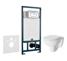 Комплект унитаза Damixa Jupiter DX77C1738SC с сиденьем Микролифт и инсталляцией WeltWasser WW Marberg 507 10000005949+10000005953 с клавишей смыва Хром глянцевый