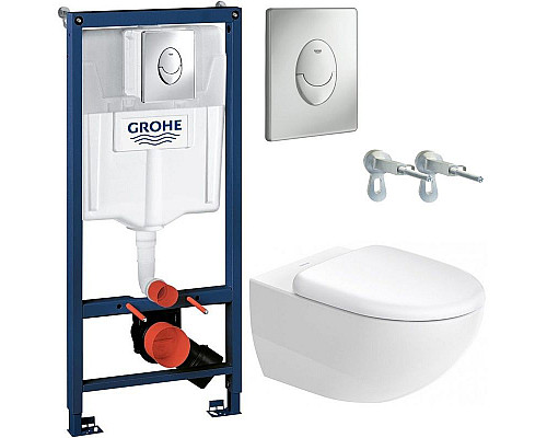 Купить Комплект унитаза Duravit Architec 45720900A1 с инсталляцией Grohe Rapid SL 38721001 с сиденьем Микролифт и клавишей смыва Хром в магазине сантехники Santeh-Crystal.ru