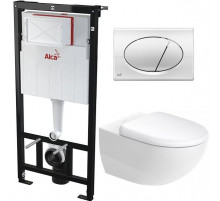 Комплект унитаза Duravit Architec 45720900A1 с инсталляцией Alcaplast Sadromodul AM101/1120+M71 с сиденьем Микролифт и клавишей смыва Хром