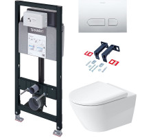 Комплект унитаза Duravit D-Neo с инсталляцией Set_D-Neo_хром с сиденьем Микролифт и клавишей смыва Хром