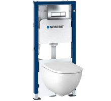 Комплект унитаза Geberit Acanto 500.128.21.A с инсталляцией с сиденьем Микролифт и клавишей смыва Хром