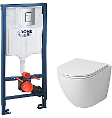 Комплект унитаза Grossman GR-4455S с инсталляцией Grohe Rapid SL 38772001 с сиденьем Микролифт и клавишей смыва Хром