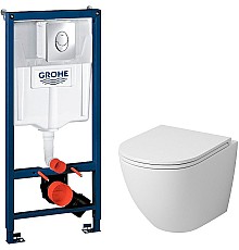 Комплект унитаза Grossman GR-4455S с инсталляцией Grohe Rapid SL 38721001 с сиденьем Микролифт и клавишей смыва Хром