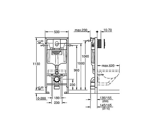 Заказать Комплект унитаза Grossman GR-4455S с инсталляцией Grohe Rapid SL 38721001 с сиденьем Микролифт и клавишей смыва Хром в магазине сантехники Santeh-Crystal.ru