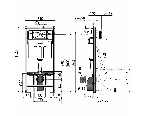 Заказать Комплект унитаза Grossman GR-4455S с инсталляцией Alcaplast Sadromodul AM101/1120-3:1 RU M71-0001 с сиденьем Микролифт и клавишей смыва Хром в магазине сантехники Santeh-Crystal.ru