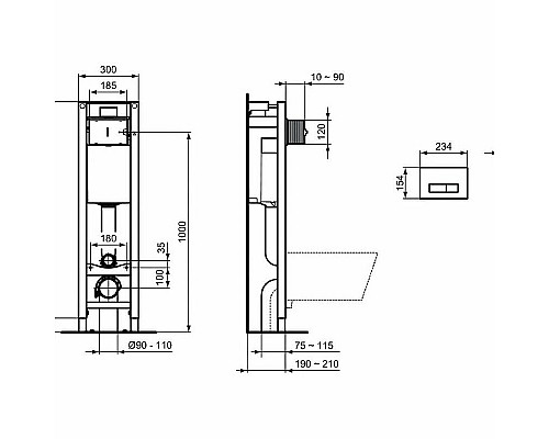 Приобрести Комплект унитаза с инсталляцией Ideal Standard W220101 с сиденьем Микролифт без клавиши смыва в магазине сантехники Santeh-Crystal.ru