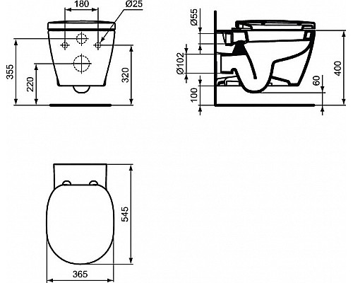 Приобрести Комплект унитаза с инсталляцией Ideal Standard W220101 с сиденьем Микролифт без клавиши смыва в магазине сантехники Santeh-Crystal.ru