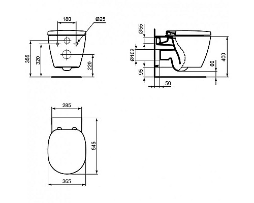 Приобрести Унитаз Ideal Standard Connect AquaBlade E047901 подвесной без сиденья в магазине сантехники Santeh-Crystal.ru