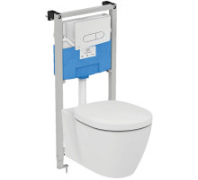 Комплект унитаза с инсталляцией Ideal Standard Connect P211601 с сиденьем Микролифт и клавишей смыва Хром