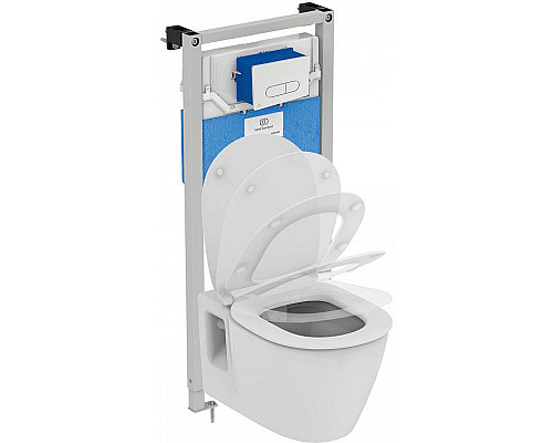 Купить Комплект унитаза с инсталляцией Ideal Standard Connect PR211601 с сиденьем Микролифт и клавишей смыва Хром в магазине сантехники Santeh-Crystal.ru