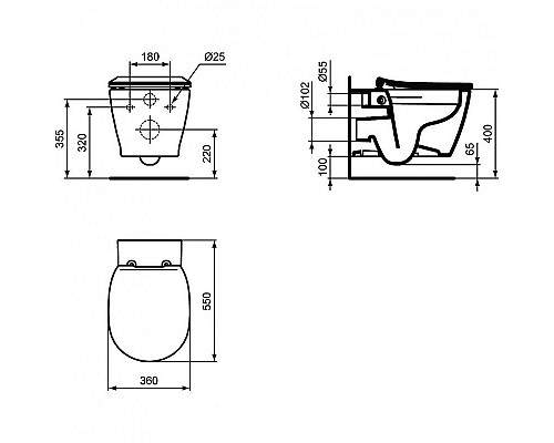 Купить Комплект унитаза с инсталляцией Ideal Standard Connect PR211601 с сиденьем Микролифт и клавишей смыва Хром в магазине сантехники Santeh-Crystal.ru