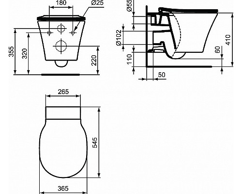 Приобрести Комплект унитаза с инсталляцией Ideal Standard Connect Air Prosys K819501PA15 с сиденьем Микролифт без клавиши смыва в магазине сантехники Santeh-Crystal.ru