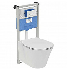 Комплект унитаза с инсталляцией Ideal Standard Connect Air Prosys R031001 с сиденьем Микролифт и клавишей смыва Хром