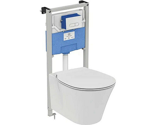 Приобрести Комплект унитаза с инсталляцией Ideal Standard Connect Air Prosys R031001 с сиденьем Микролифт и клавишей смыва Хром в магазине сантехники Santeh-Crystal.ru