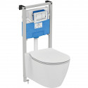 Комплект унитаза с инсталляцией Ideal Standard Connect Prosys E212701 с сиденьем Микролифт и клавишей смыва Хром