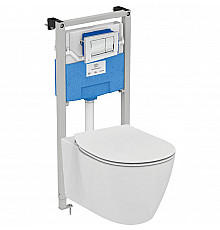 Комплект унитаза с инсталляцией Ideal Standard Connect Prosys E212701 с сиденьем Микролифт и клавишей смыва Хром