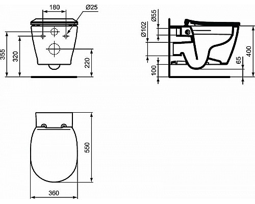 Купить Комплект унитаза с инсталляцией Ideal Standard Connect Prosys E8822301PC15 с сиденьем Микролифт без клавиши смыва в магазине сантехники Santeh-Crystal.ru