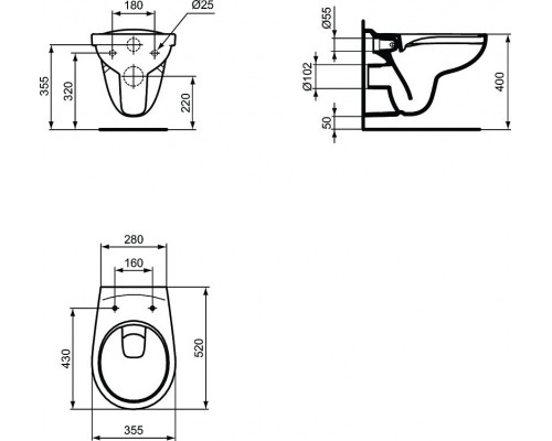 Приобрести Комплект унитаза с инсталляцией Ideal Standard Prosys Eco Frame Eurovit W660101 с сиденьем Микролифт в магазине сантехники Santeh-Crystal.ru