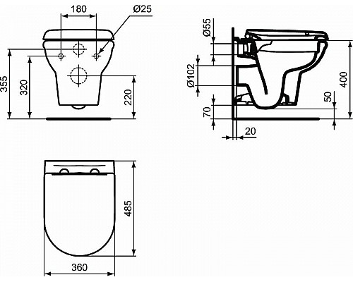 Заказать Комплект унитаза с инсталляцией Ideal Standard Prosys Exacto X042601 с сиденьем Микролифт в магазине сантехники Santeh-Crystal.ru