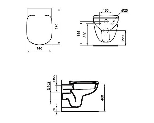 Купить Унитаз Ideal Standard Tempo W941106 подвесной с сиденьем Микролифт в магазине сантехники Santeh-Crystal.ru