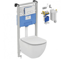 Комплект унитаза с инсталляцией Ideal Standard Tesi R029901 с сиденьем Микролифт и клавишей смыва Хром