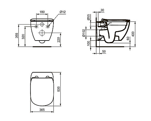 Приобрести Комплект унитаза с инсталляцией Ideal Standard Tesi Rimless TT00003/123A6 с сиденьем Микролифт и Черной матовой клавишей смыва в магазине сантехники Santeh-Crystal.ru