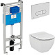 Купить Комплект унитаза с инсталляцией Ideal Standard Tesi Aqua Blade TT00002/115JG с сиденьем Микролифт и клавишей смыва Хром матовый в магазине сантехники Santeh-Crystal.ru