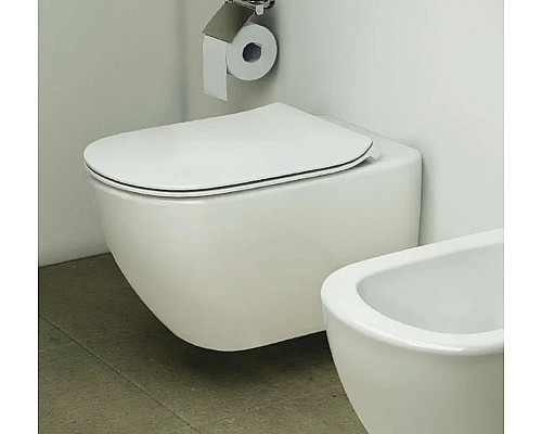 Купить Комплект унитаза с инсталляцией Ideal Standard Tesi Aqua Blade TT00002/123A6 с сиденьем Микролифт и Черной матовой клавишей смыва в магазине сантехники Santeh-Crystal.ru