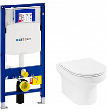 Комплект унитаза Jacob Delafon Elite EDX114RU-00 с инсталляцией Geberit Duofix Sigma UP320 111.300.00.5 с сиденьем Микролифт