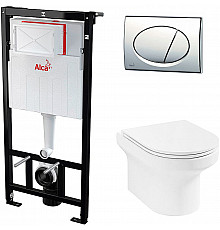 Комплект унитаза Jacob Delafon Elite EDX114RU-00 с инсталляцией Alcaplast Sadromodul AM101/1120-3:1 RU M71-0001 с сиденьем Микролифт и клавишей смыва Хром
