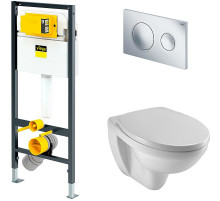 Комплект унитаза Jacob Delafon Patio EDV102-00+E70021-00 с инсталляцией Viega Prevista Dry 792855 с сиденьем Микролифт и клавишей смыва Хром