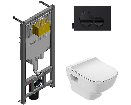 Заказать Комплект унитаза с инсталляцией Jacob Delafon Struktura E21750RU-00 с сиденьем Микролифт и клавишей смыва Черная в магазине сантехники Santeh-Crystal.ru