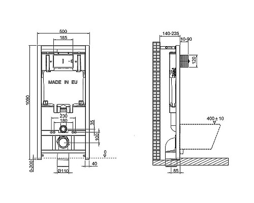 Заказать Комплект унитаза с инсталляцией Jacob Delafon Struktura E21750RU-00 с сиденьем Микролифт и клавишей смыва Черная в магазине сантехники Santeh-Crystal.ru