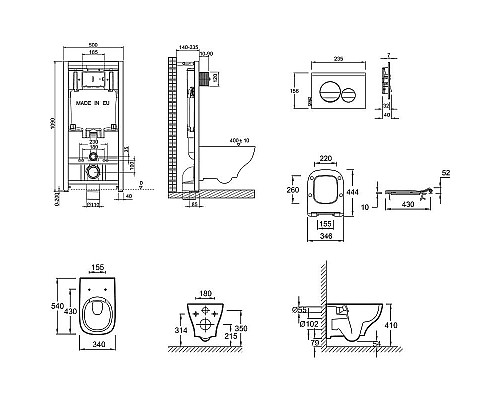 Заказать Комплект унитаза с инсталляцией Jacob Delafon Struktura E21750RU-00 с сиденьем Микролифт и клавишей смыва Черная в магазине сантехники Santeh-Crystal.ru