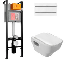 Комплект унитаза с инсталляцией Jacob Delafon Struktura E21771RU-00 с сиденьем Микролифт и Белой клавишей смыва