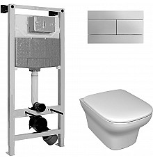 Комплект унитаза с инсталляцией Jacob Delafon Vox E21744RU-00 с сиденьем Микролифт и клавишей смыва Хром